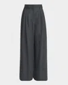 Giorgio Armani Pleated Wide-leg Linen Trousers In Dark Green