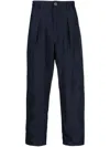 Giorgio Armani Pleated Wide-leg Trousers In Blue