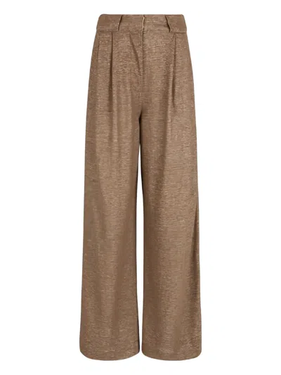 Giorgio Armani Pleated Wide-leg Trousers In Brown