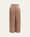 Giorgio Armani Pleated Wide Leg Viscose-blend Trousers In Solid Dark Orange