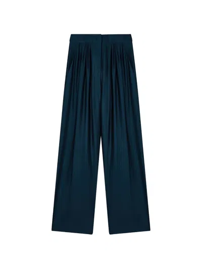 Giorgio Armani Pleated Wide-leg Trousers In Blue
