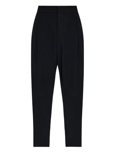 Giorgio Armani Pleated Wool Straight-leg Trousers In Black