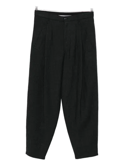 Giorgio Armani Pleated Wool Trousers In Gray