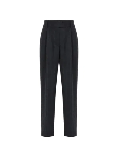 Giorgio Armani Pleated Wool Trousers In Black