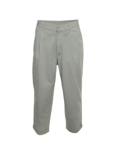 Pre-owned Giorgio Armani Pleated-detail Gabardine Cropped Trousers In 绿色