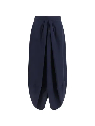 Giorgio Armani Pleated-detail Tulip-hem Skirt In Blue