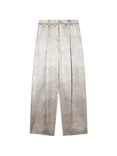 Giorgio Armani Pleated-detail Wide-leg Trousers In Gray