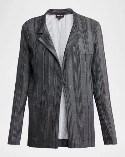 Giorgio Armani Plisse Jersey Jacket In Black