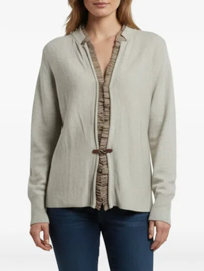 Pre-owned Giorgio Armani Plissé-trim Cardigan In Neutrals
