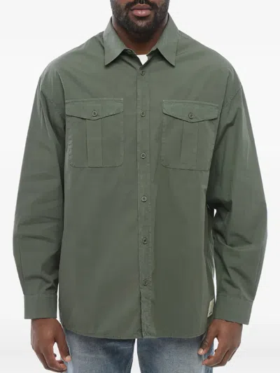Giorgio Armani Pockets Long-sleeved Shirt In Green