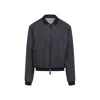 Giorgio Armani Pointed Collar Blue Linen Blouson Jacket