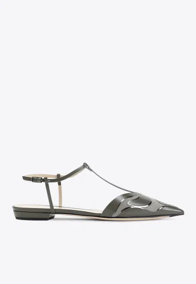 GIORGIO ARMANI POINTED LEATHER BALLET FLATS