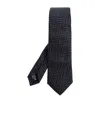 Giorgio Armani Geometric-pattern Silk Tie In Blue