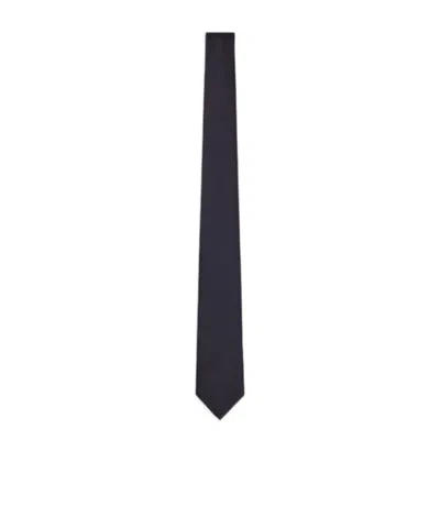 Giorgio Armani Pointed-tip Silk Tie In Black