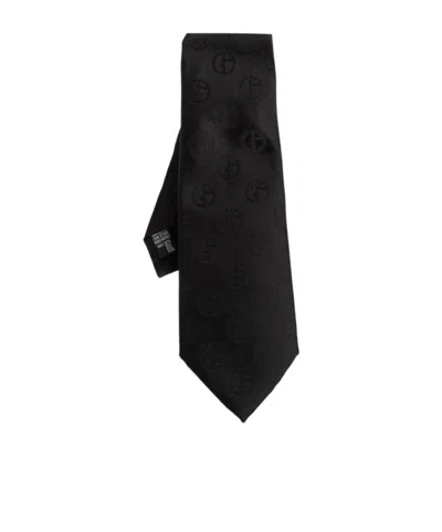Giorgio Armani Logo-jacquard Silk Tie In Black