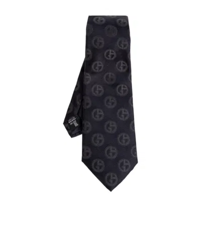 Giorgio Armani Logo-jacquard Silk Tie In Blue