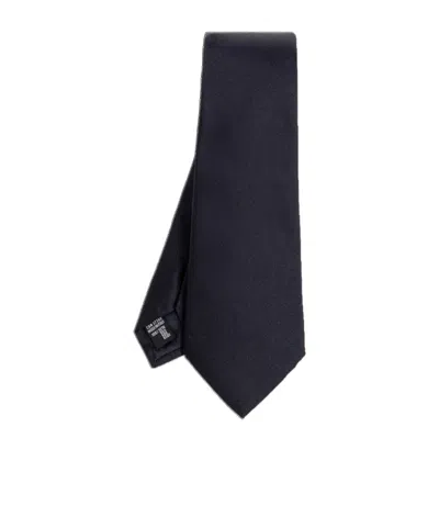 Giorgio Armani Logo-embroidered Tie In Blue