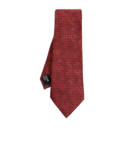 Giorgio Armani Logo-jacquard Pointed Tie In Burgundy