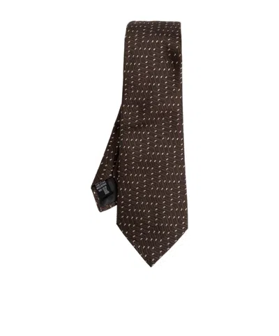 Giorgio Armani Patterned Pointed Tie In Brown