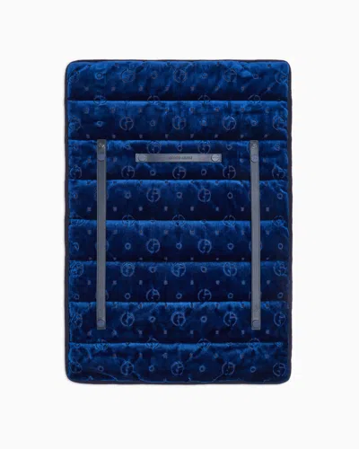 Giorgio Armani Poldo X  Travel Mat In Monogram Jacquard Velvet In Blue