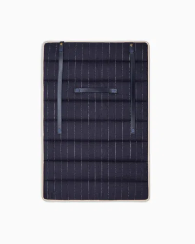 Giorgio Armani Poldo X  Travel Mat In Pinstriped Virgin Wool In Blue