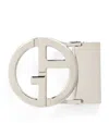 Giorgio Armani Polished Palladium-plated Ga Logo Belt Buckle In Grey