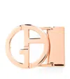 Giorgio Armani Polished Rose Gold-tone Ga Logo Belt Buckle In Yellow