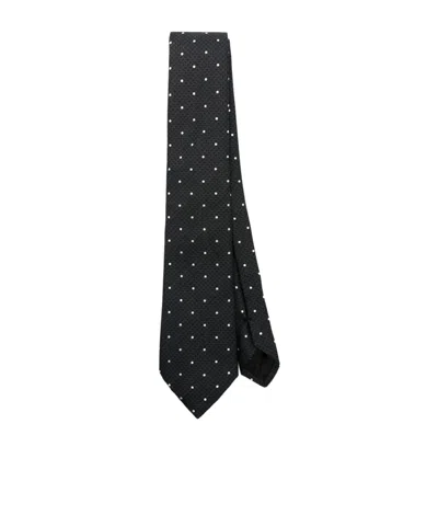 Giorgio Armani Polka Dot-print Tie In Black