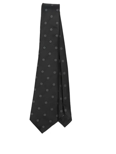 Giorgio Armani Polka-dot Silk Tie In Black