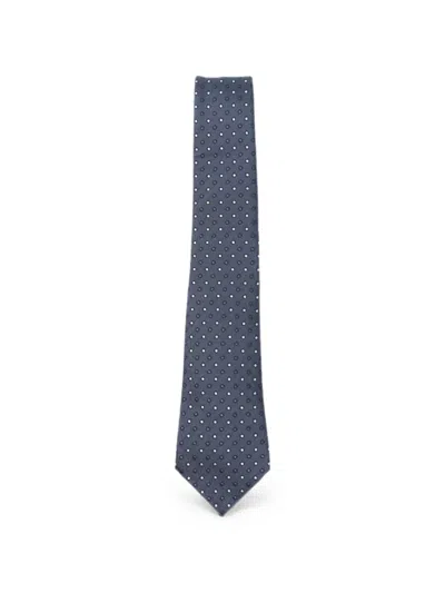 Giorgio Armani Polka-dot Silk Tie In Blue
