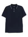 Giorgio Armani Tipped Short Sleeve Cotton Polo In Blue
