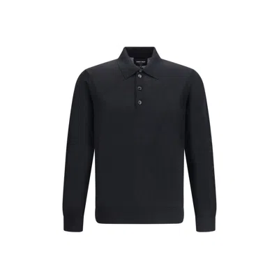 Giorgio Armani Polo Sweater In Black