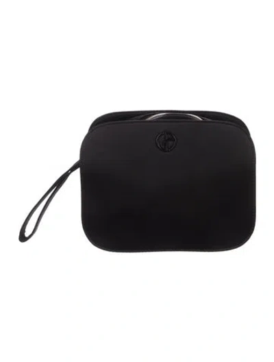Pre-owned Giorgio Armani Polyester Cosmetic Bag With Wrist Strap In Black
