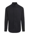 Giorgio Armani Curved Hem Poplin Shirt In Black