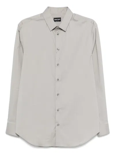 Giorgio Armani Poplin Shirt In Grey