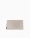Giorgio Armani Portemonnaie La Prima Mit Rundum-reissverschluss Aus Glänzendem Nubukleder In Gray