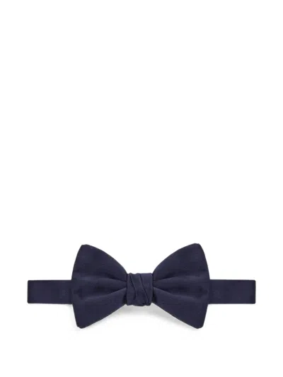 Giorgio Armani Midnight Blue Silk Twill Pre-tied Bow Tie