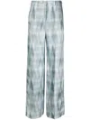 Giorgio Armani Prince Of Wales Silk Trousers In Blau