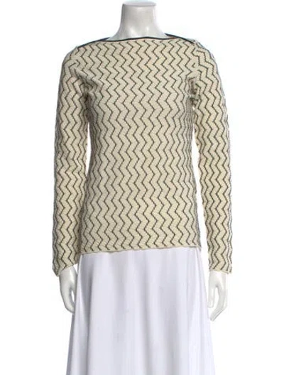 Pre-owned Giorgio Armani Printed Bateau Neckline Sweater In Neutral