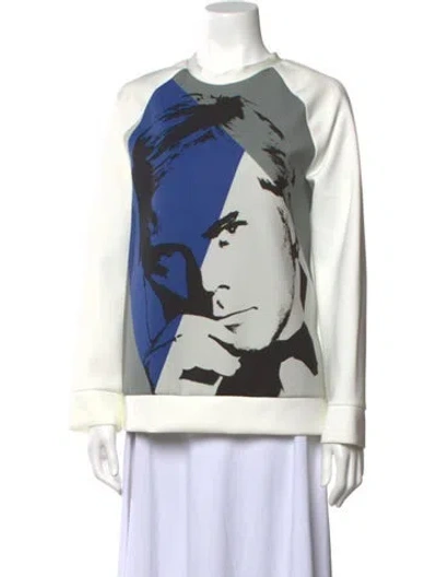 Pre-owned Giorgio Armani Printed Bateau Neckline Sweatshirt In White