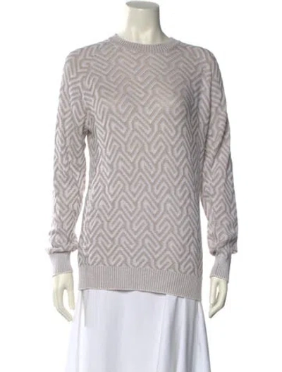 Pre-owned Giorgio Armani Printed Crew Neck Sweater In White