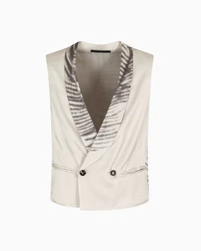 Giorgio Armani Printed Cupro Double-breasted Waistcoat In Pattern
