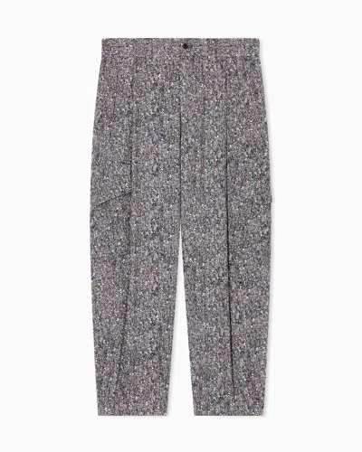 Giorgio Armani Printed Cupro One-pleat Trousers In Gray