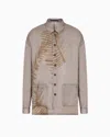 Giorgio Armani Printed Cupro Shirt Jacket In Gray
