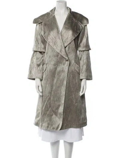 Pre-owned Giorgio Armani Printed Faux Fur Coat In Gray