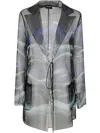Giorgio Armani Night Water Print Self-tie Silk Blouse Jacket In Multicolour