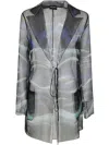 Giorgio Armani Night Water Print Self-tie Silk Blouse Jacket In Multi