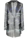 Giorgio Armani Night Water Print Self-tie Silk Blouse Jacket In Multicolour