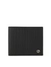 Giorgio Armani Bifold Wallet In Embossed Leather In Negro