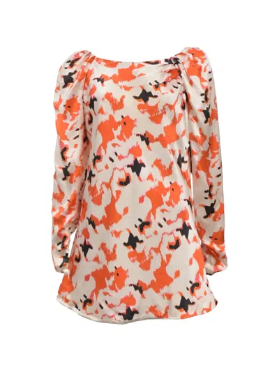 Pre-owned Giorgio Armani Printed Puff-sleeve Top In Neutral